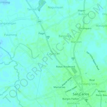 Топографическая карта Cacaritan, высота, рельеф