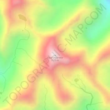 Топографическая карта гора Обручева, высота, рельеф