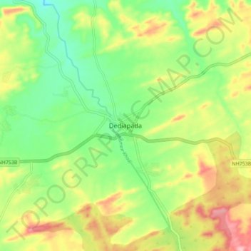 Топографическая карта Dediapada, высота, рельеф