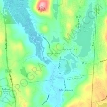Топографическая карта Barnum Corners, высота, рельеф