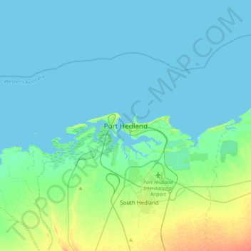 Топографическая карта Port Hedland, высота, рельеф