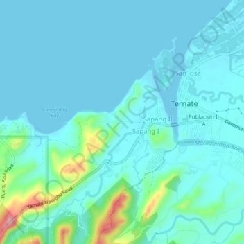 Топографическая карта Bucana, высота, рельеф
