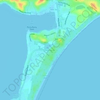 Топографическая карта Korongulla, высота, рельеф