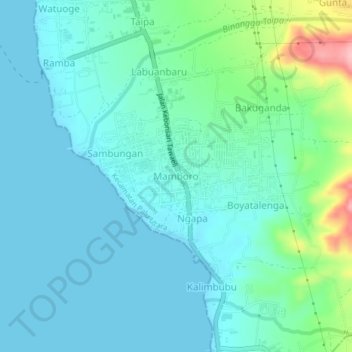 Топографическая карта Mamboro, высота, рельеф