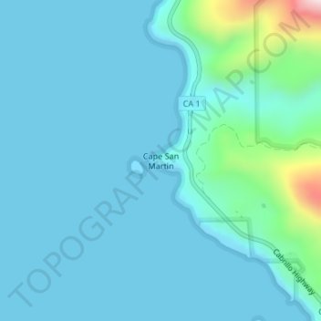 Топографическая карта Cape San Martin, высота, рельеф