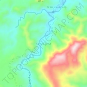 Топографическая карта Rantau Bayur, высота, рельеф