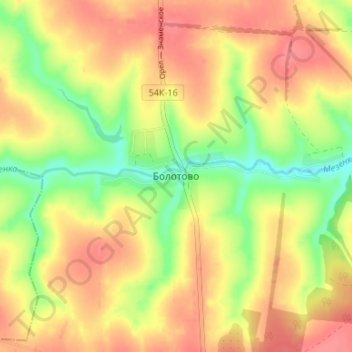 Топографическая карта Болотово, высота, рельеф