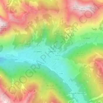Топографическая карта L'Ochette, высота, рельеф