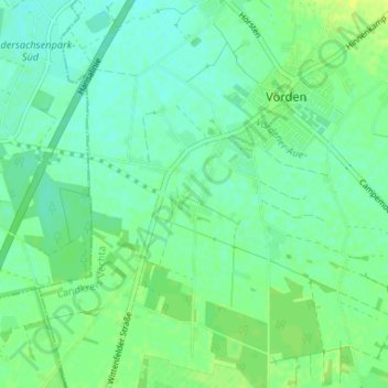 Топографическая карта Frede, высота, рельеф