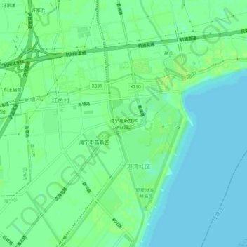 Топографическая карта 海宁高新技术产业园区, высота, рельеф