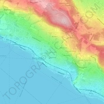 Топографическая карта Hasenacker, высота, рельеф