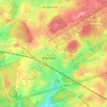 Топографическая карта Blanche-Oreille, высота, рельеф