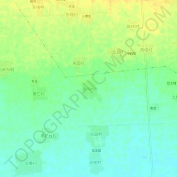 Топографическая карта 朱沟村, высота, рельеф