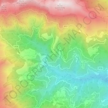 Топографическая карта Poggialto, высота, рельеф