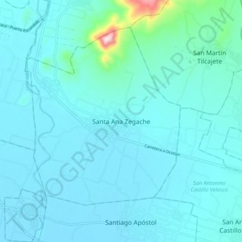 Топографическая карта Santa Ana Zegache, высота, рельеф