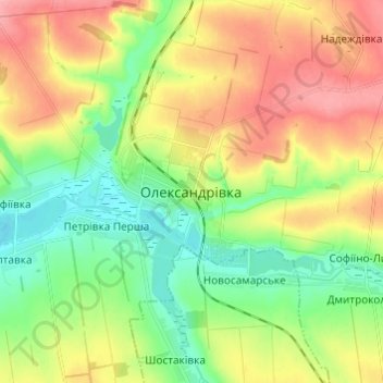 Топографическая карта Oleksandrivka, высота, рельеф
