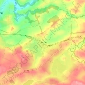 Топографическая карта Coylton, высота, рельеф