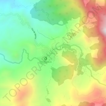 Топографическая карта Minca, высота, рельеф