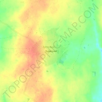Топографическая карта Зуевский, высота, рельеф