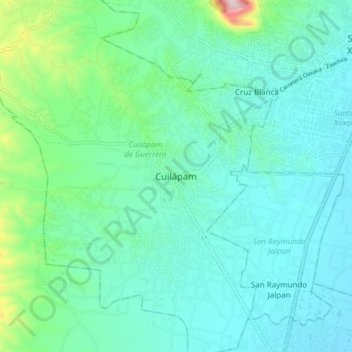Топографическая карта Cuilápam, высота, рельеф