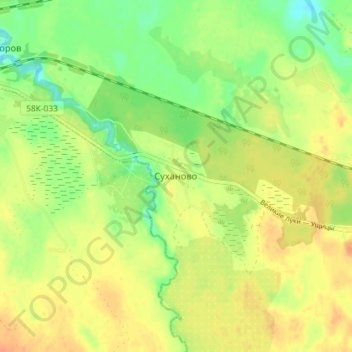 Топографическая карта Суханово, высота, рельеф