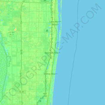 Топографическая карта Boynton Beach, высота, рельеф