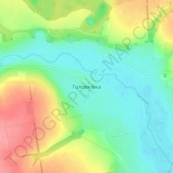 Топографическая карта Головковка, высота, рельеф