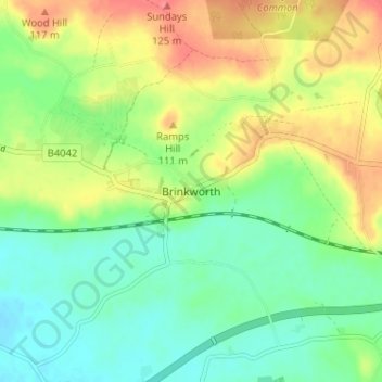 Топографическая карта Brinkworth, высота, рельеф