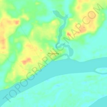 Топографическая карта Philadelfia, высота, рельеф