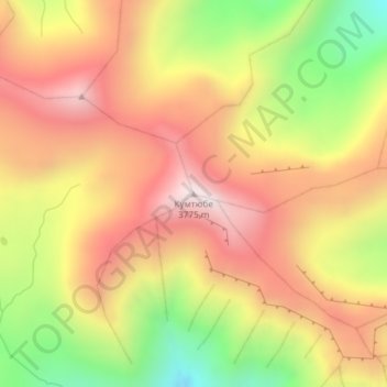 Топографическая карта Кумтюбе, высота, рельеф