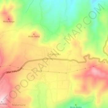 Топографическая карта Sarasedu, высота, рельеф