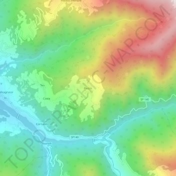 Топографическая карта Piuzzo, высота, рельеф