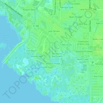 Топографическая карта Bay Port Colony, высота, рельеф