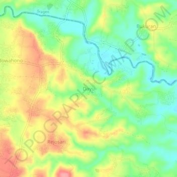 Топографическая карта Dayu, высота, рельеф
