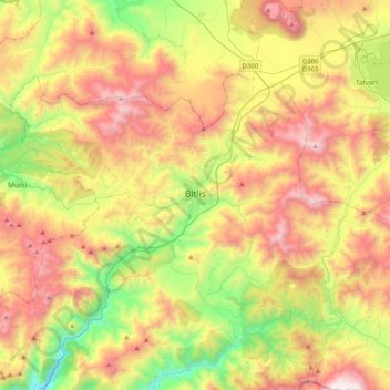 Топографическая карта Bitlis, высота, рельеф