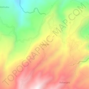 Топографическая карта Detukeli, высота, рельеф