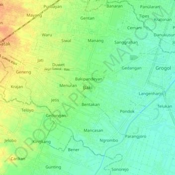 Топографическая карта Baki, высота, рельеф