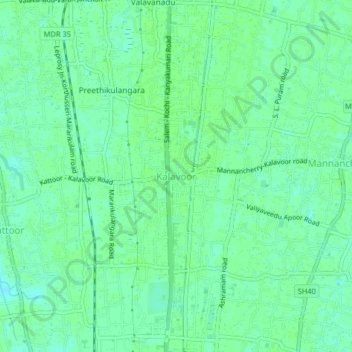 Топографическая карта Kalavoor, высота, рельеф