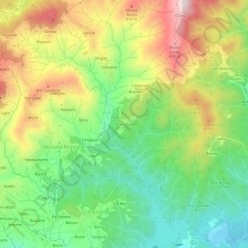 Топографическая карта Molinengo, высота, рельеф