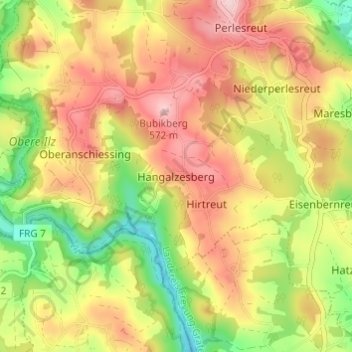 Топографическая карта Hangalzesberg, высота, рельеф