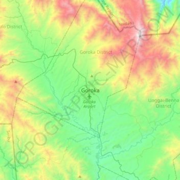 Топографическая карта Goroka, высота, рельеф