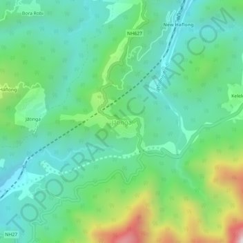 Топографическая карта Jatinga, высота, рельеф