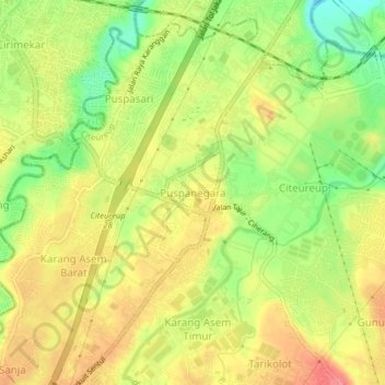 Топографическая карта Puspanegara, высота, рельеф