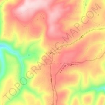 Топографическая карта Hannagan Meadow, высота, рельеф