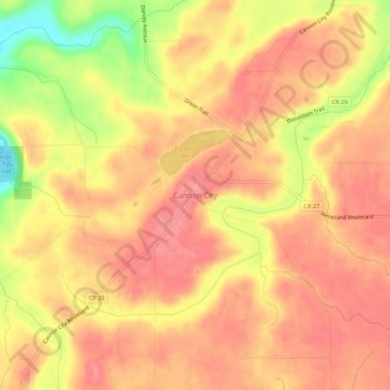 Топографическая карта Cannon City, высота, рельеф