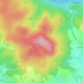 Топографическая карта Kürnberg, высота, рельеф
