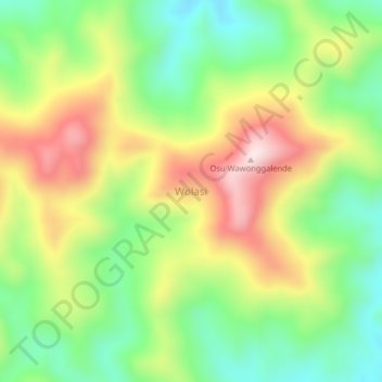 Топографическая карта Wolasi, высота, рельеф