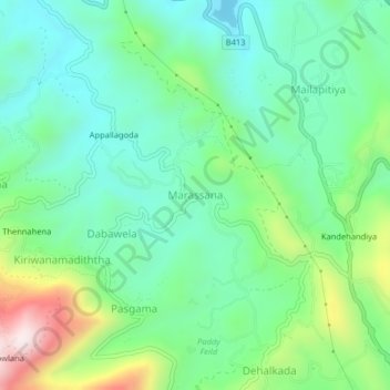 Топографическая карта Marassana, высота, рельеф