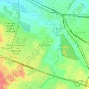 Топографическая карта Kamojing, высота, рельеф