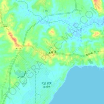 Топографическая карта 龙楼镇, высота, рельеф
